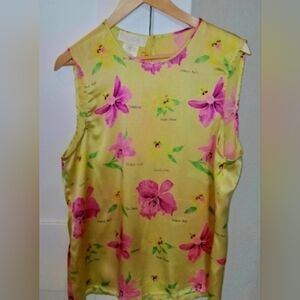 Vintage Escada SILK Yellow Pink Green Floral Tank Size 40 (Eur) US (12)